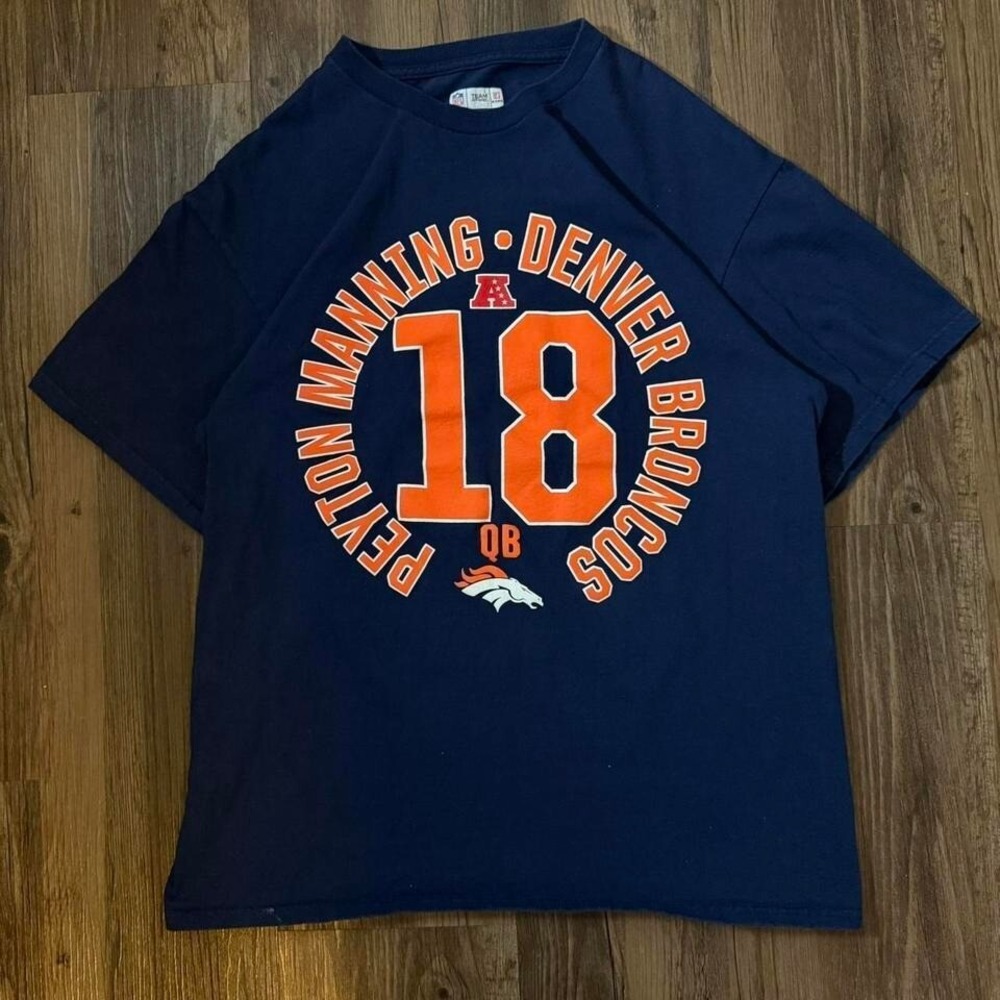 Peyton‎ Manning Denver Broncos #18 NFL Football T Shirt Team Apparel L
